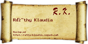 Réthy Klaudia névjegykártya